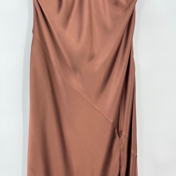 NICHOLAS | Ana Halter Dress With Removable Flower in Nutmeg Brown Maxi Gown 6 - Picture 7 of 14